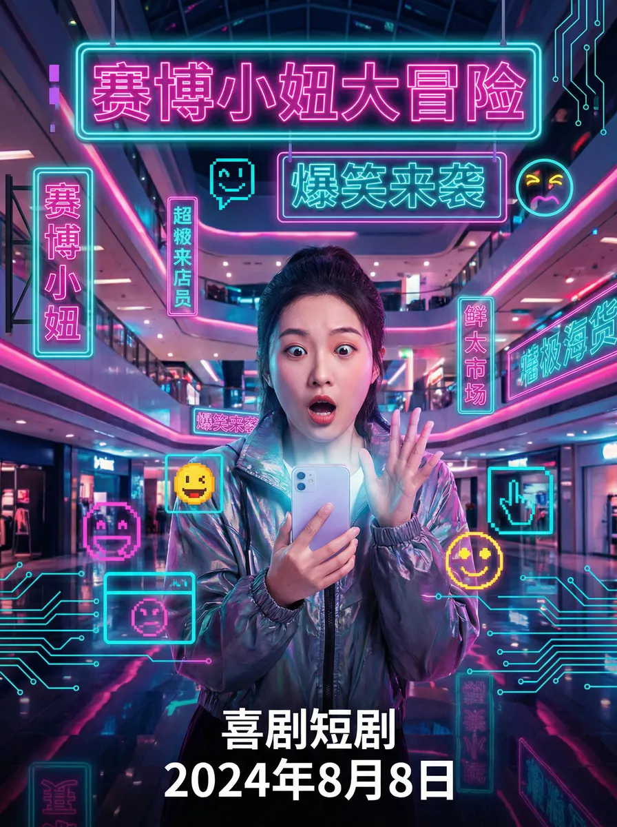 美女靠逼 搞笑喜剧短剧 - 赛博小妞大冒险海报
